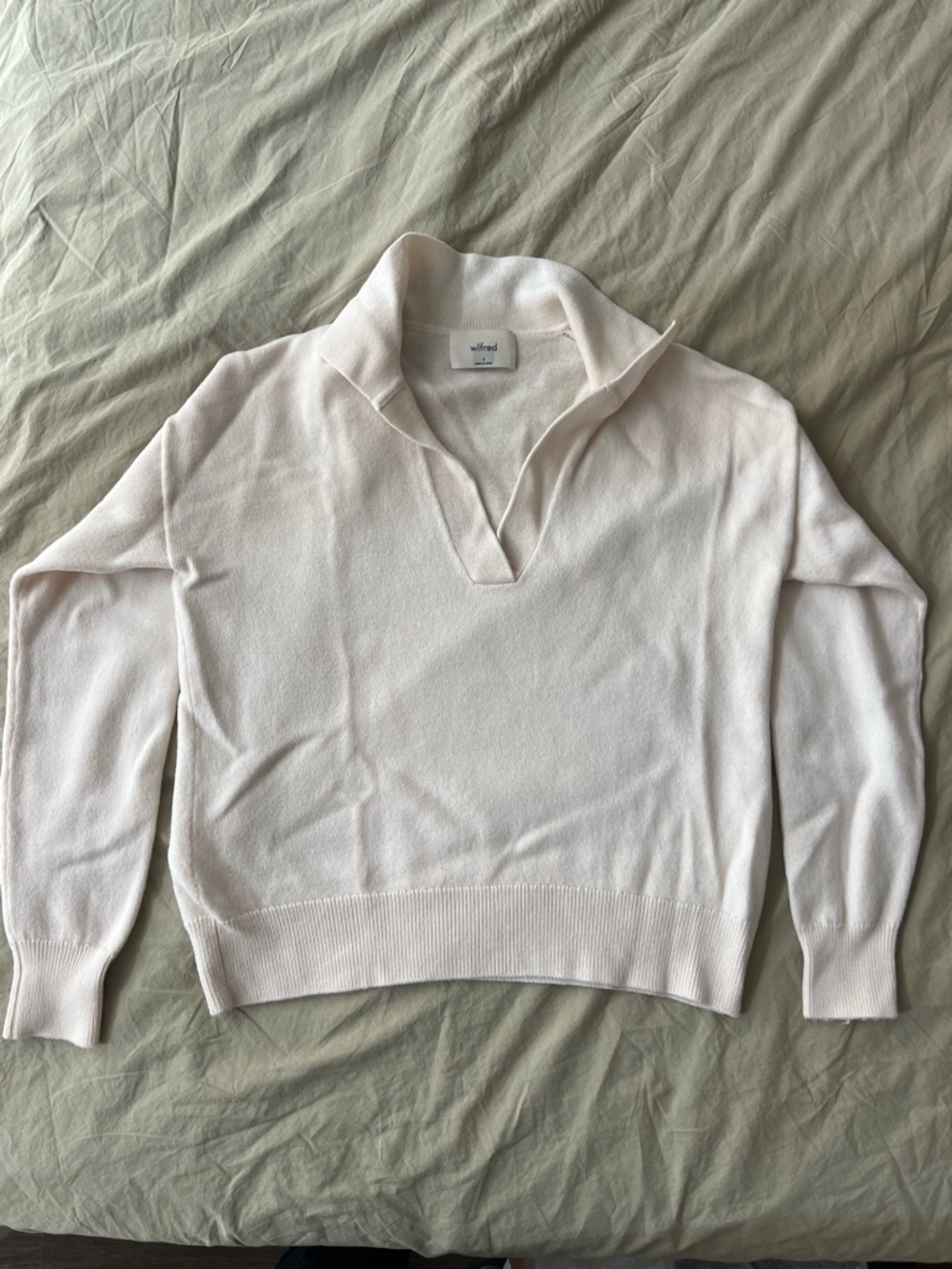 Wilfred Soft V-Neck Collar Sweater - Cream